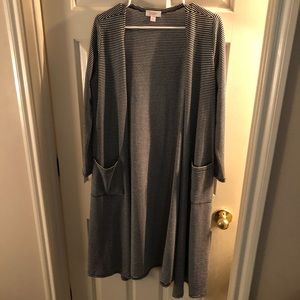 Long black and white striped cardigan